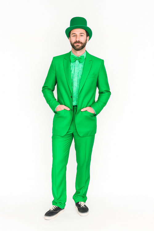 Vibrant Green Costume Suit with Matching Hat â€“ Bold Party & Event Wear