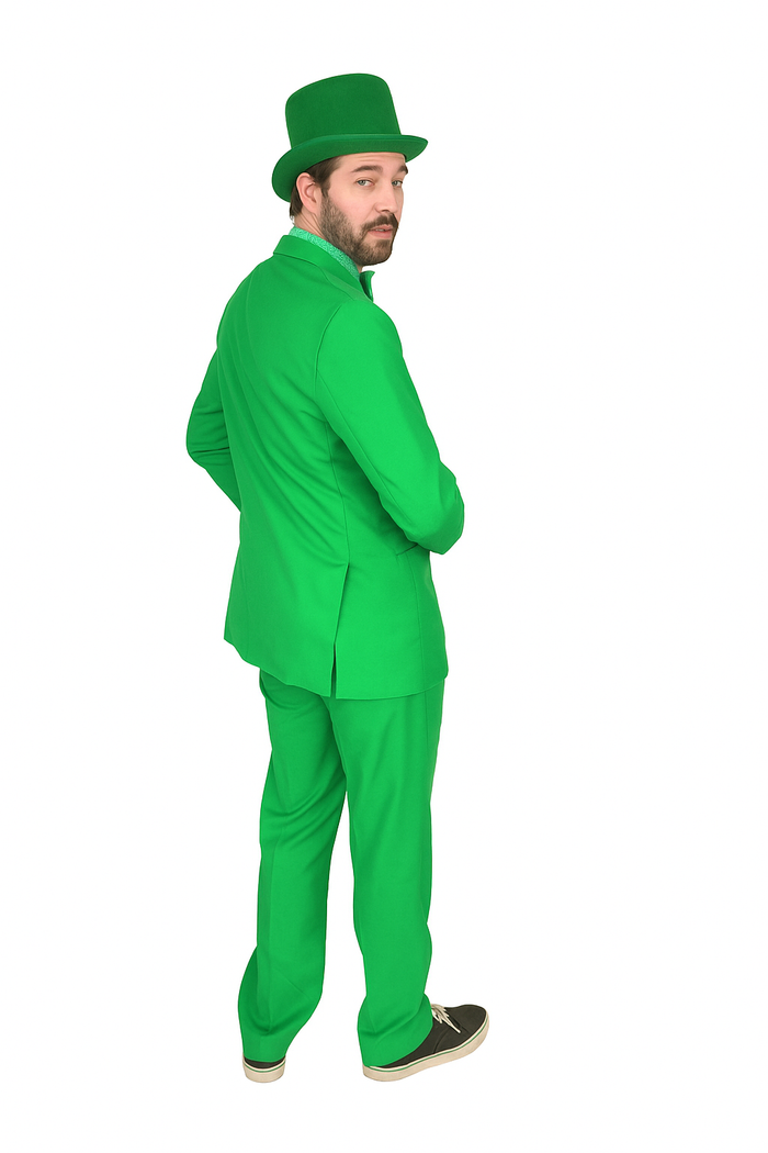 Vibrant Green Costume Suit with Matching Hat â€“ Bold Party & Event Wear