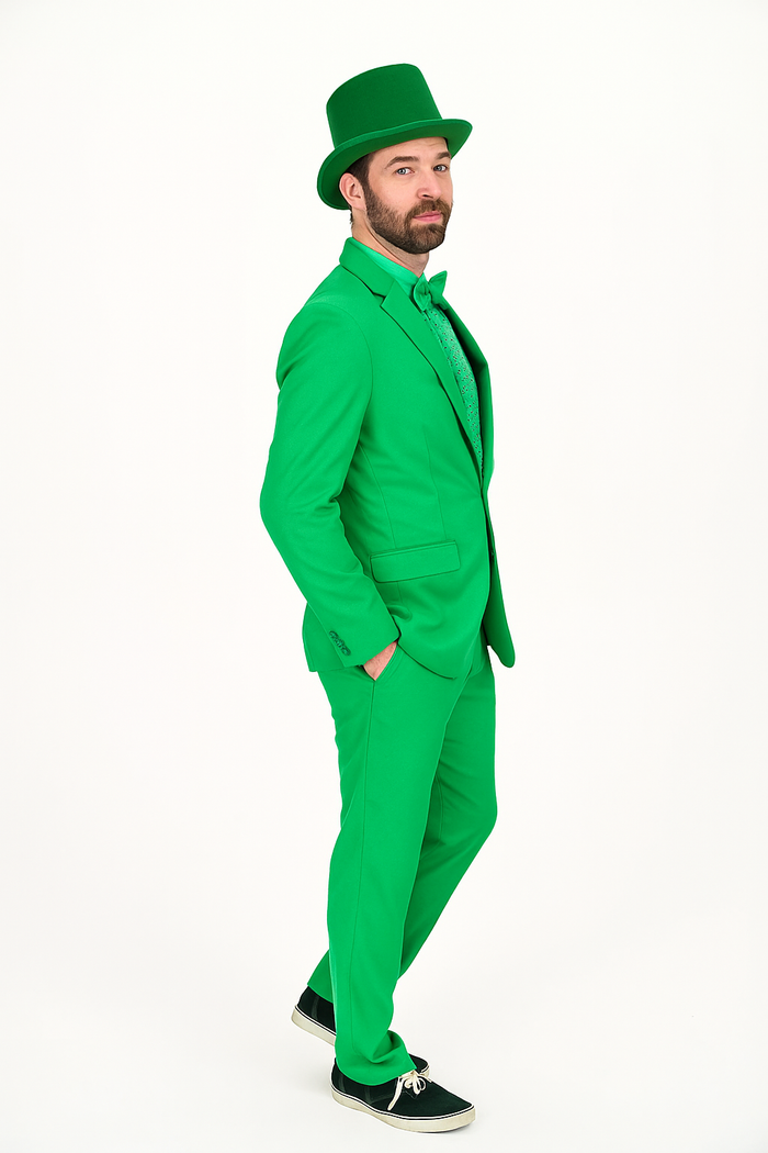 Vibrant Green Costume Suit with Matching Hat â€“ Bold Party & Event Wear