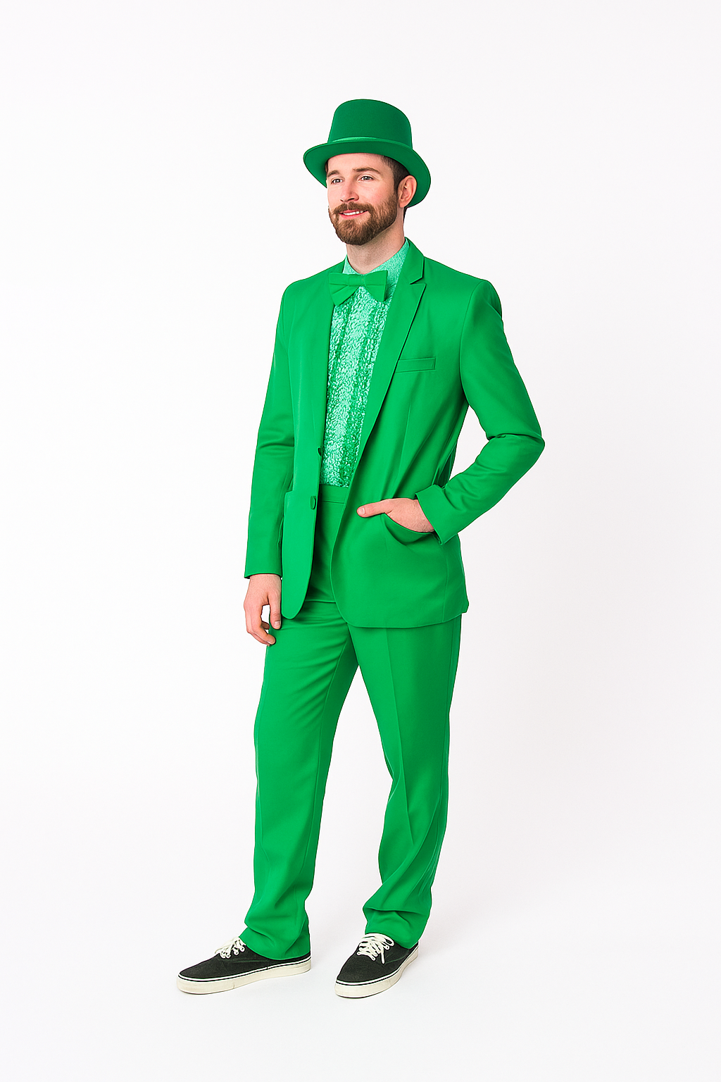 Vibrant Green Costume Suit with Matching Hat â€“ Bold Party & Event Wear