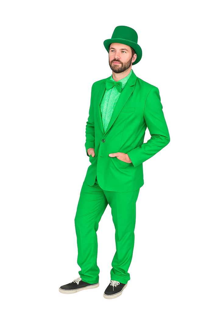Vibrant Green Costume Suit with Matching Hat â€“ Bold Party & Event Wear