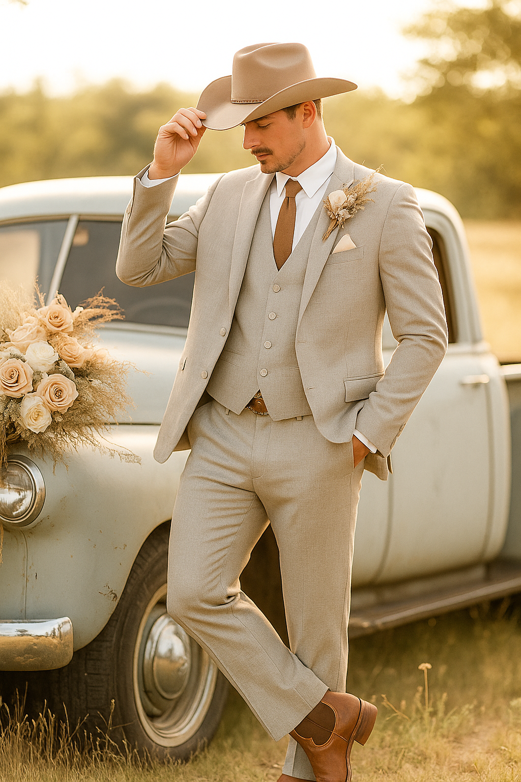 Elegant Cowboy Style Suit for Men – Perfect for Weddings & Events - 34 Short or Extra Small
