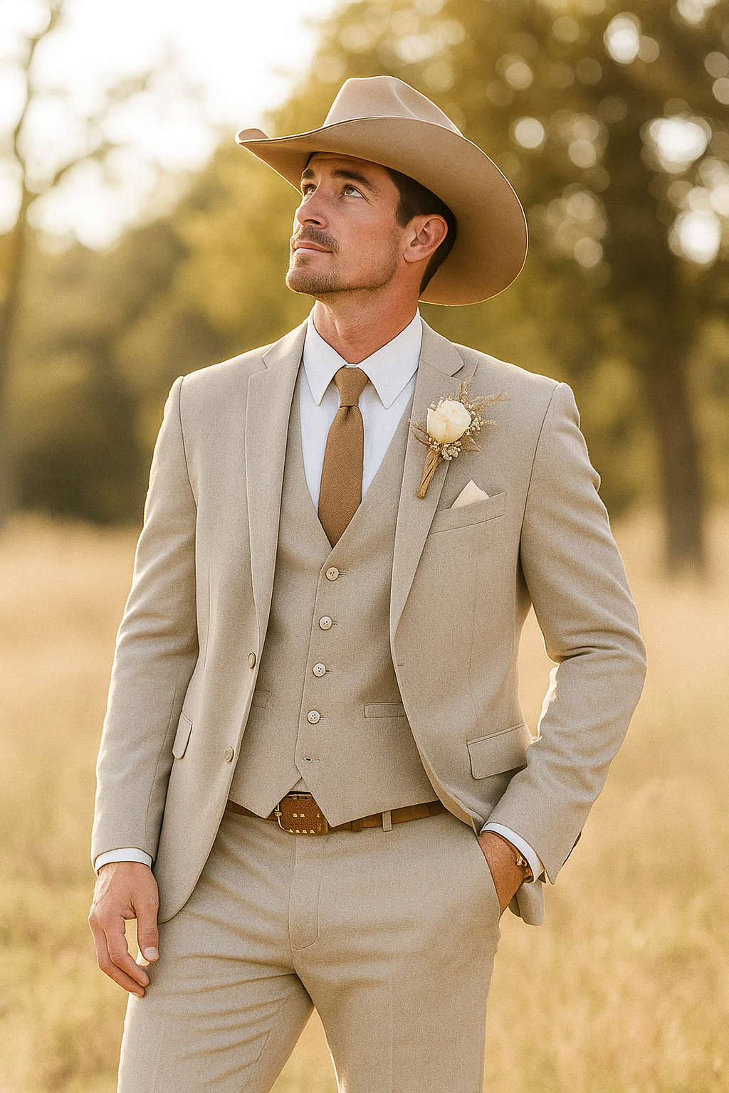 Elegant Cowboy Style Suit for Men Perfect for Weddings & Events - 34 Short or Extra Small