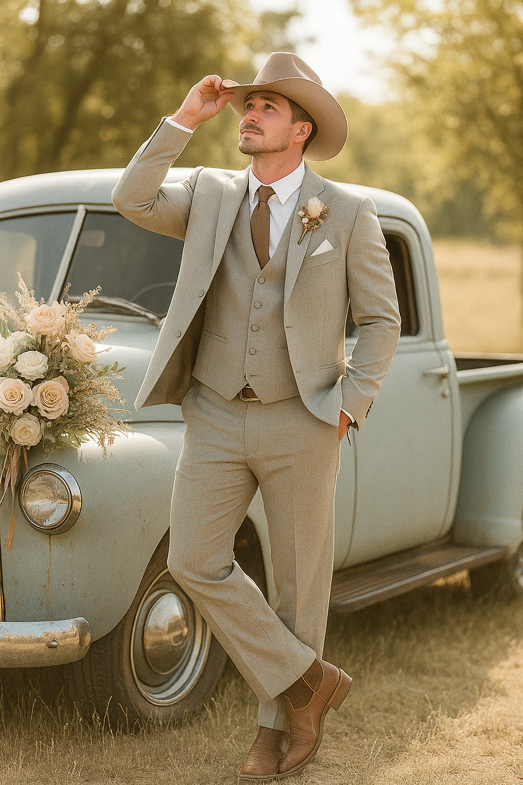 Elegant Cowboy Style Suit for Men Perfect for Weddings & Events - 34 Short or Extra Small