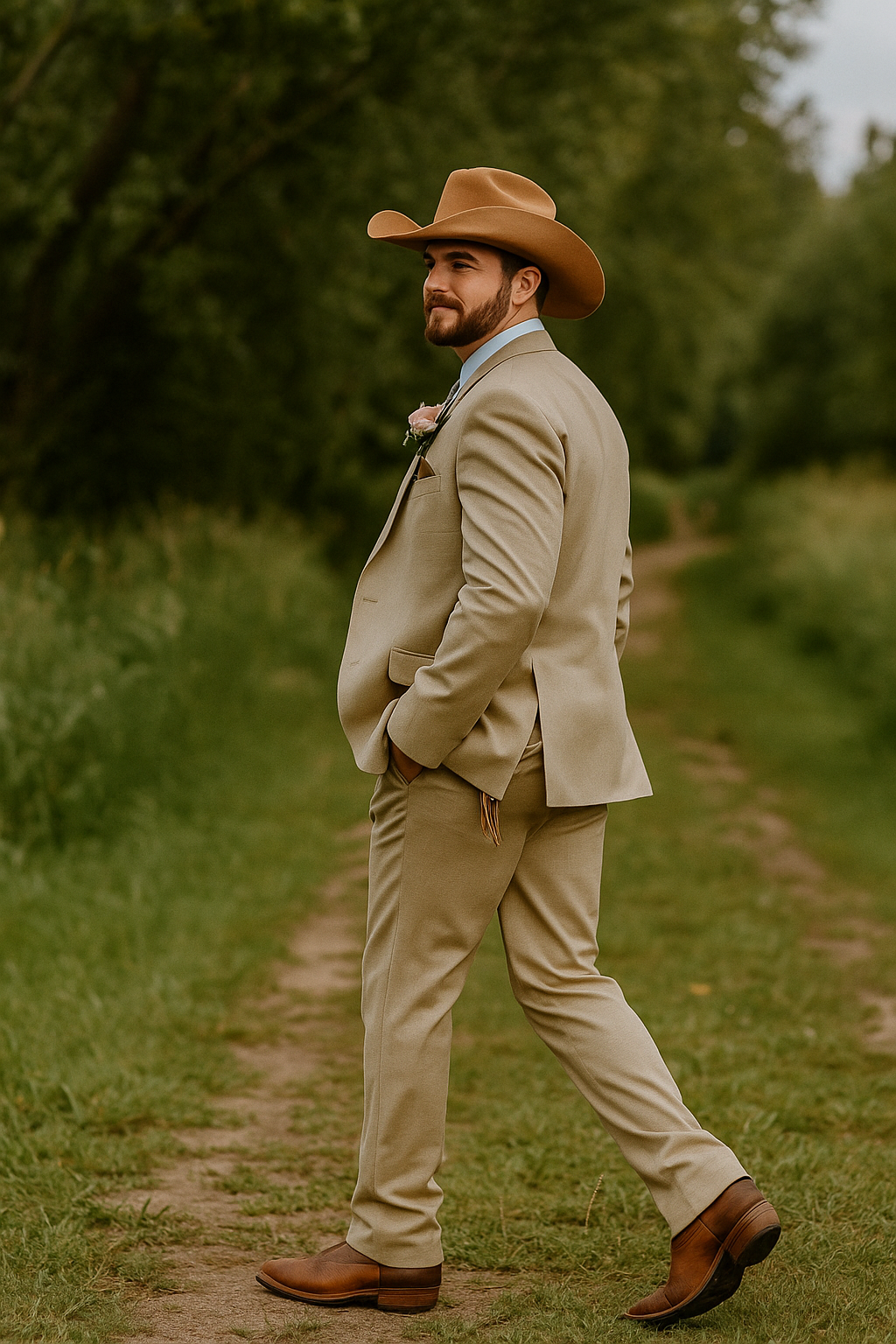 Stylish Cowboy Wedding Suit for Men – Rustic Western Elegance - 34 Short or Extra Small