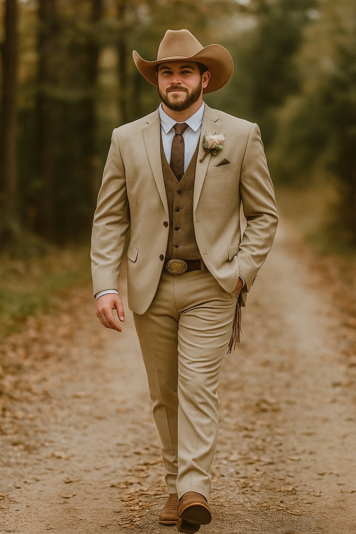 Stylish Cowboy Wedding Suit for Men â€“ Rustic Western Elegance