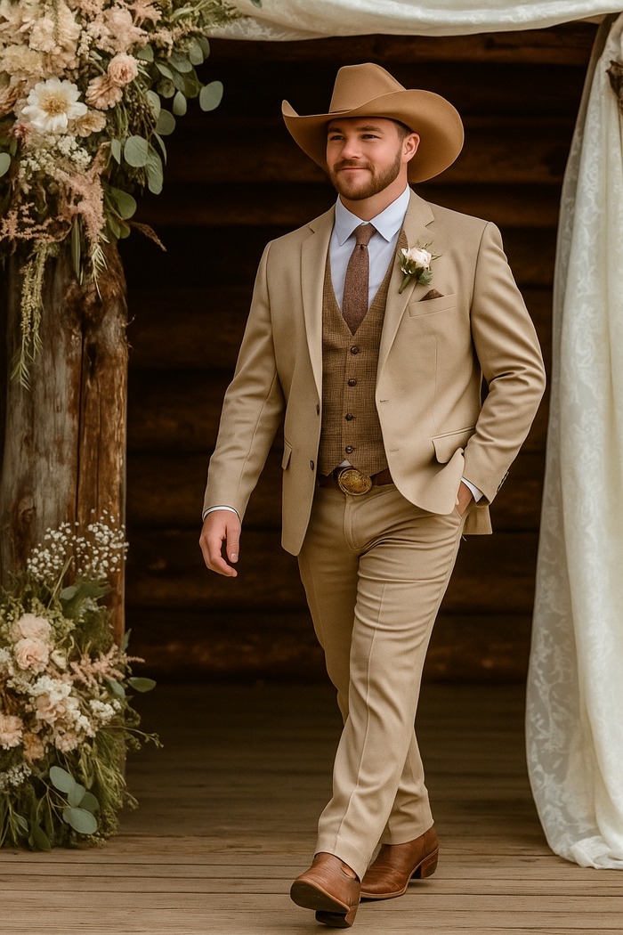 Stylish Cowboy Wedding Suit for Men â€“ Rustic Western Elegance