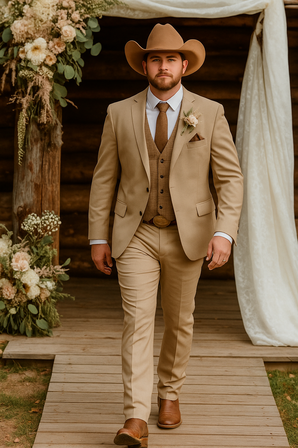 Stylish Cowboy Wedding Suit for Men – Rustic Western Elegance - 34 Short or Extra Small