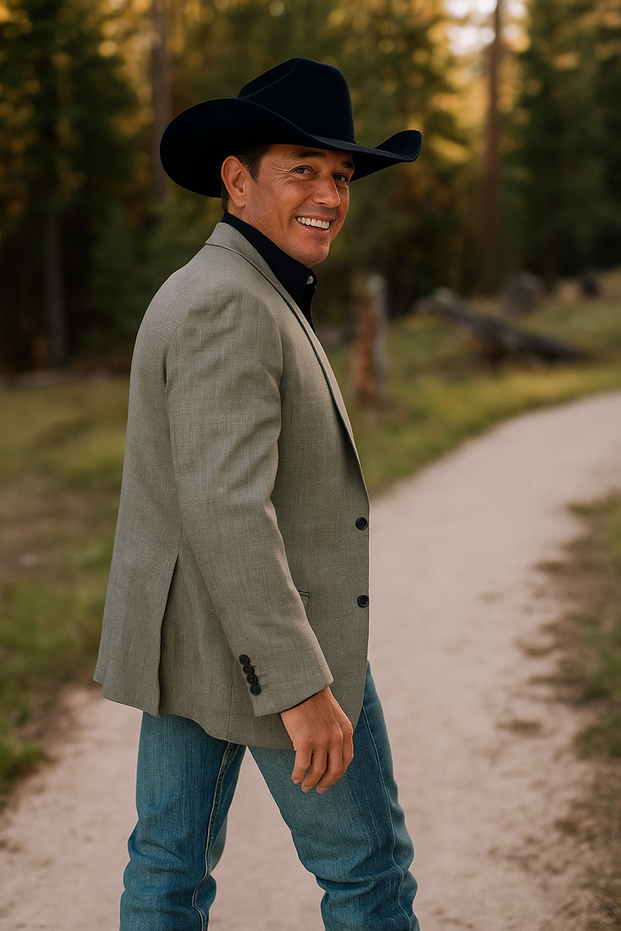 Modern Cowboy Blazer for Men â€“ Grey Western Jacket with Style