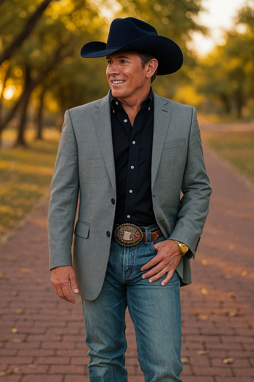 Modern Cowboy Blazer for Men â€“ Grey Western Jacket with Style