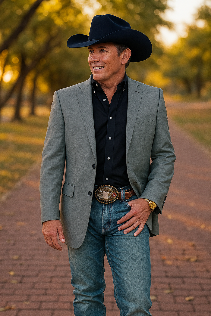 Modern Cowboy Blazer for Men â€“ Grey Western Jacket with Style