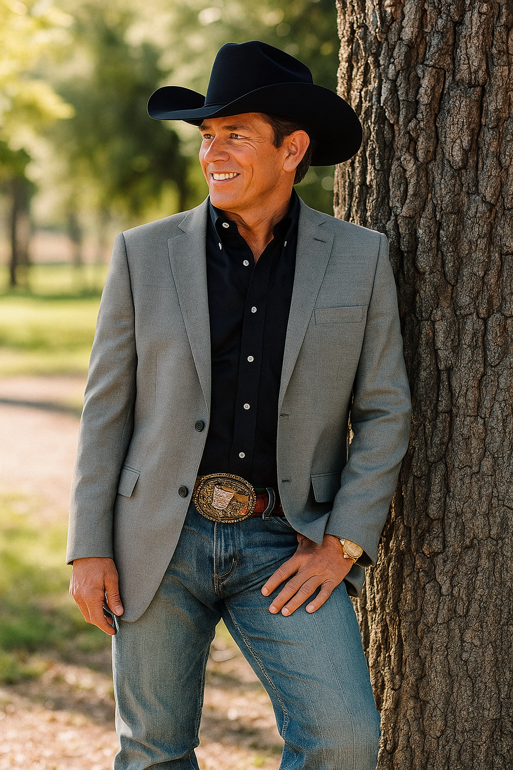 Modern Cowboy Blazer for Men – Grey Western Jacket with Style - 34 Short or Extra Small
