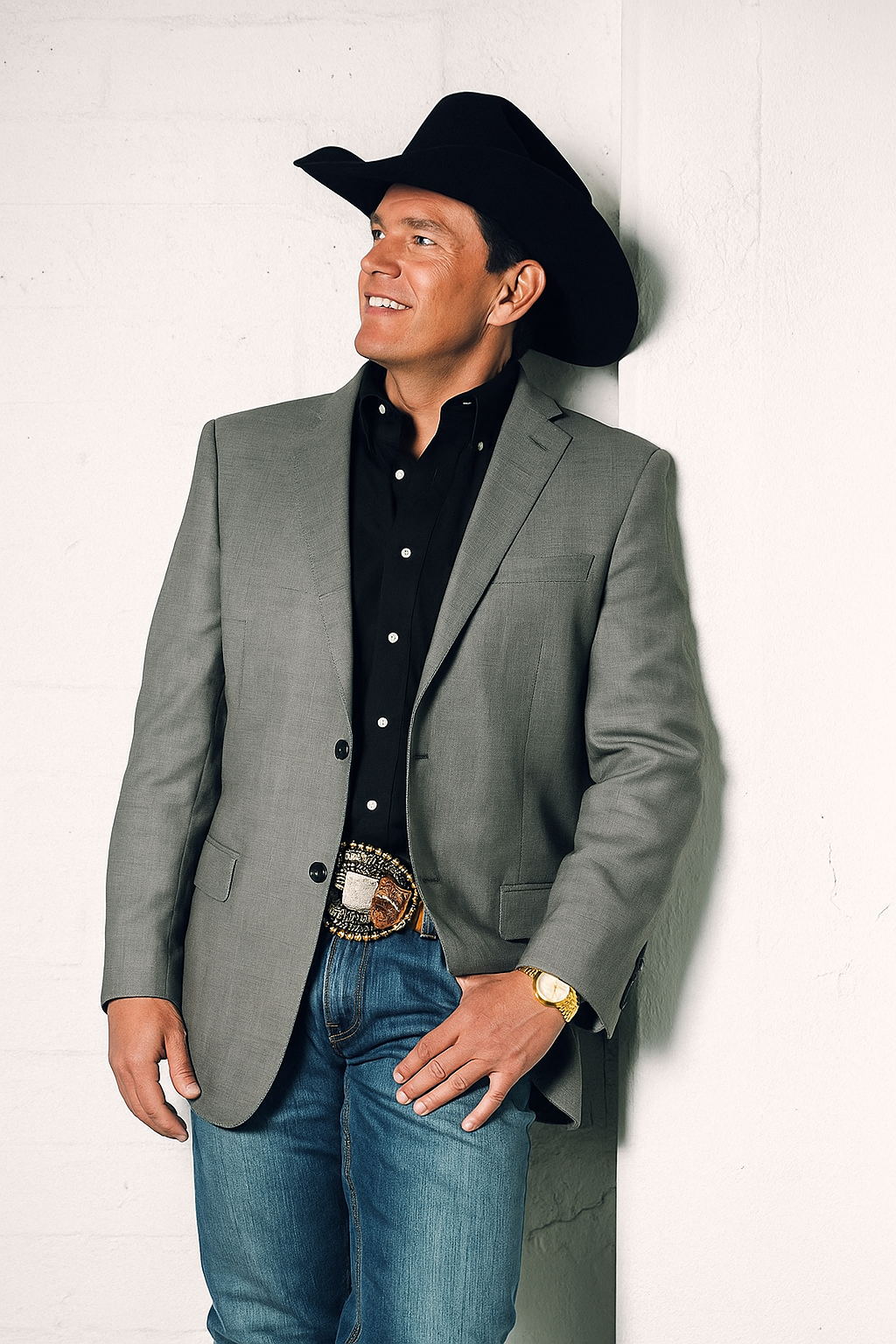 Modern Cowboy Blazer for Men – Grey Western Jacket with Style - 34 Short or Extra Small