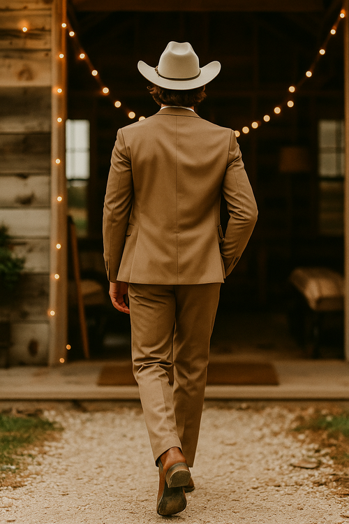 Modern Cowboy Style Suit for Men â€“ Rustic Brown Western Elegance