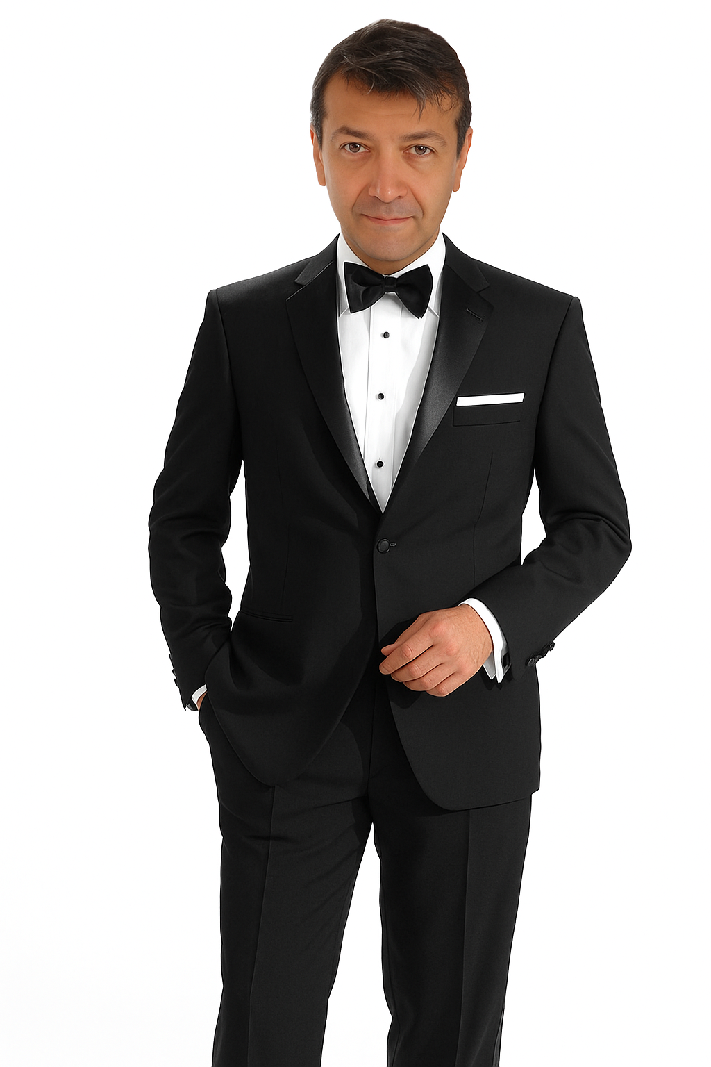 Mantoni 140s Wool 1-button Black Tuxedo - 34 Short or Extra Small