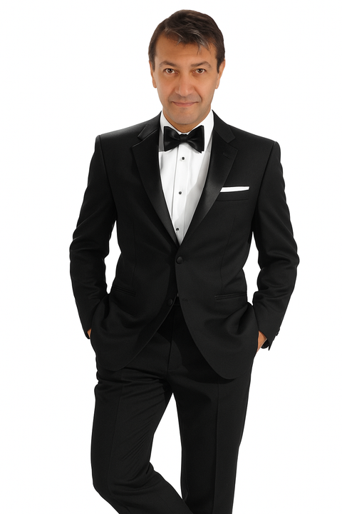 Mantoni 140s Wool 1-button Black Tuxedo