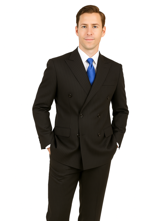 Giorgio Fiorelli Double-Breast Black Stripe Suit