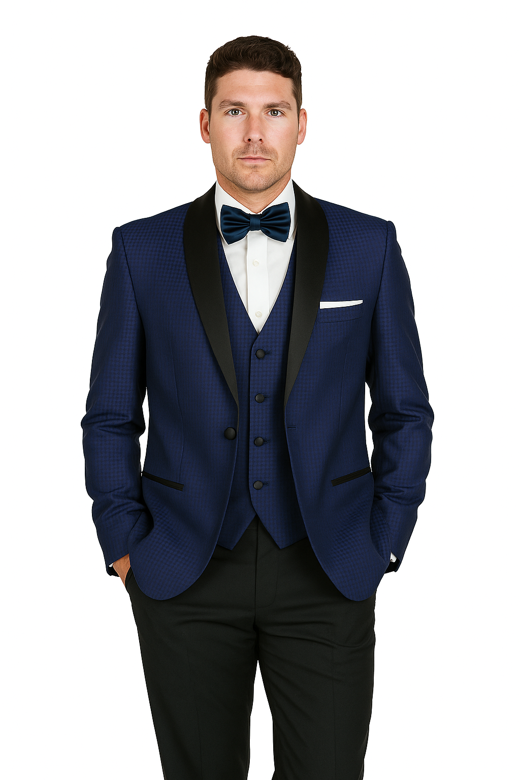 Arlan French-Blue Tuxedo with One Button - 34 Short or Extra Small