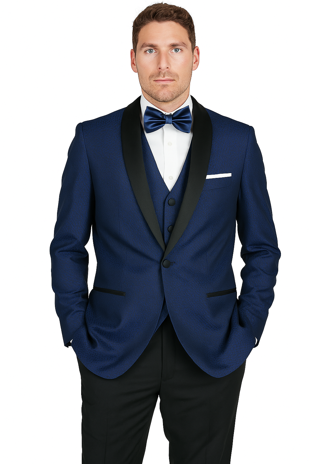 Arlan French-Blue Tuxedo with One Button - 34 Short or Extra Small