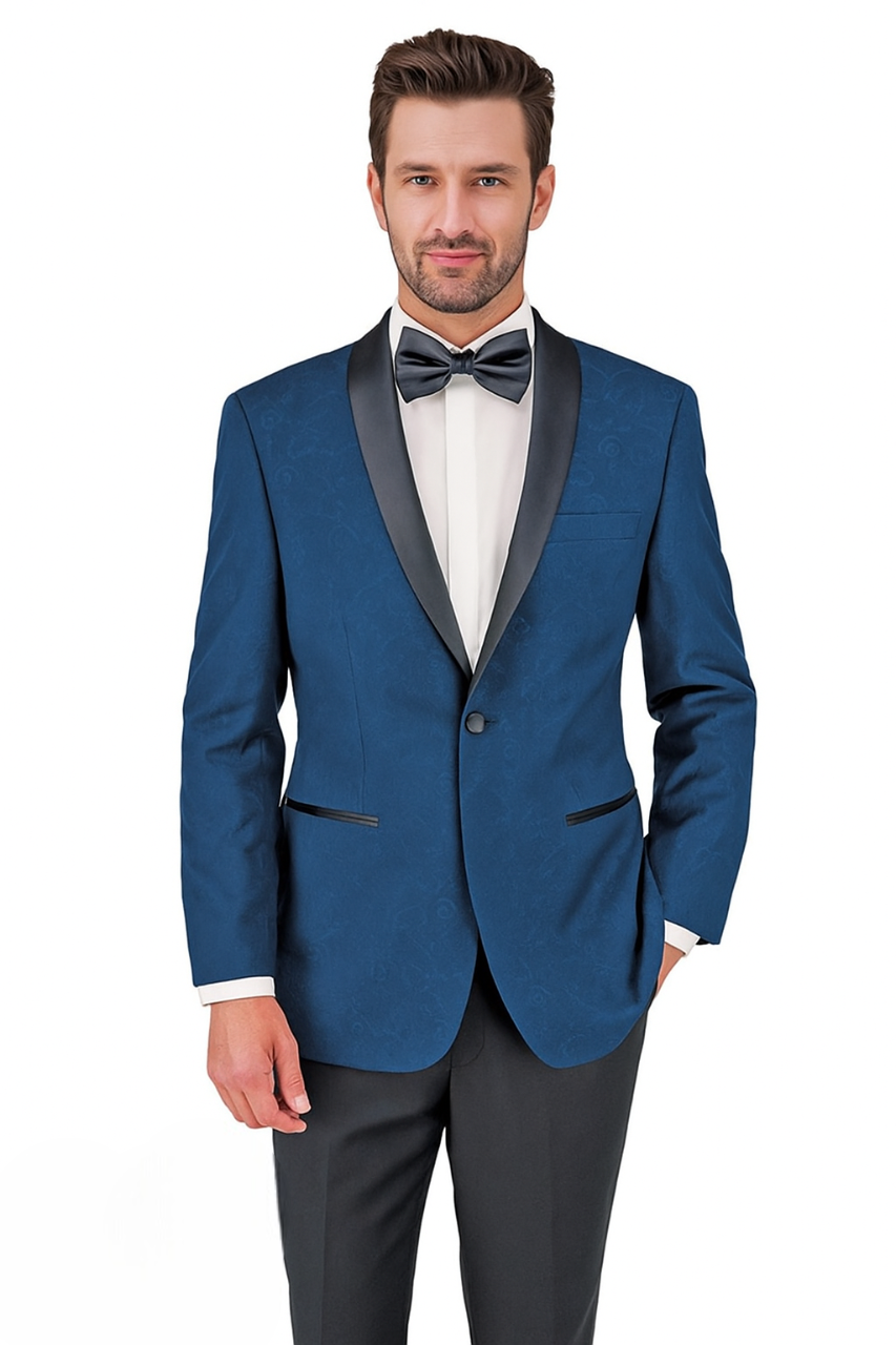 Shawl Paisly Tuxedo by Giorgio Fiorelli in Burgundy, Gray, Blue - 34 Short or Extra Small