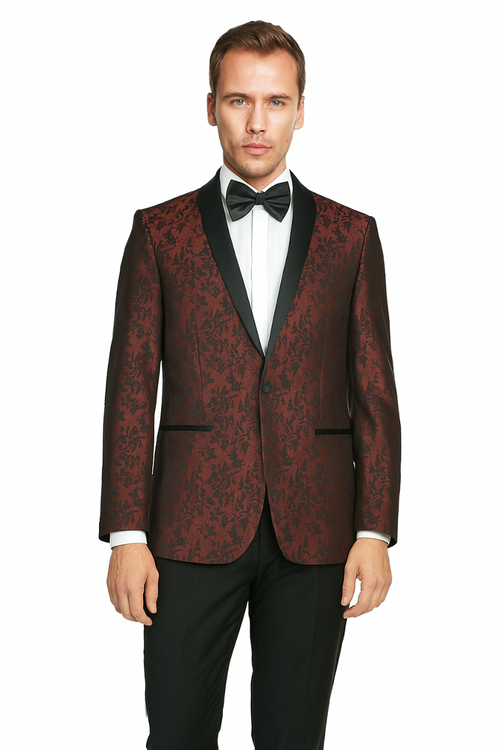 Shawl Paisly Tuxedo by Giorgio Fiorelli in Burgundy, Gray, Blue