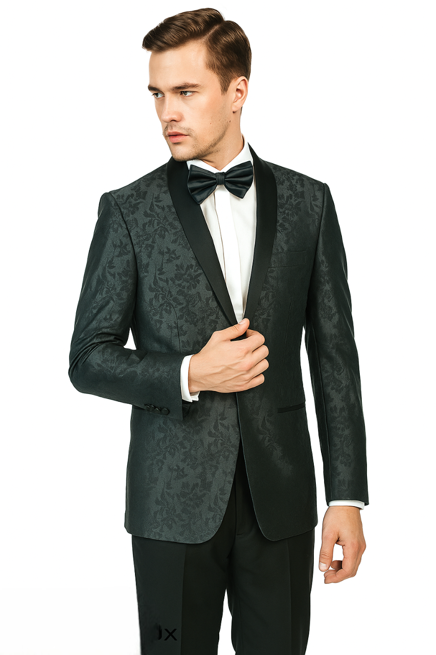 Shawl Paisly Tuxedo by Giorgio Fiorelli in Burgundy, Gray, Blue - 34 Short or Extra Small
