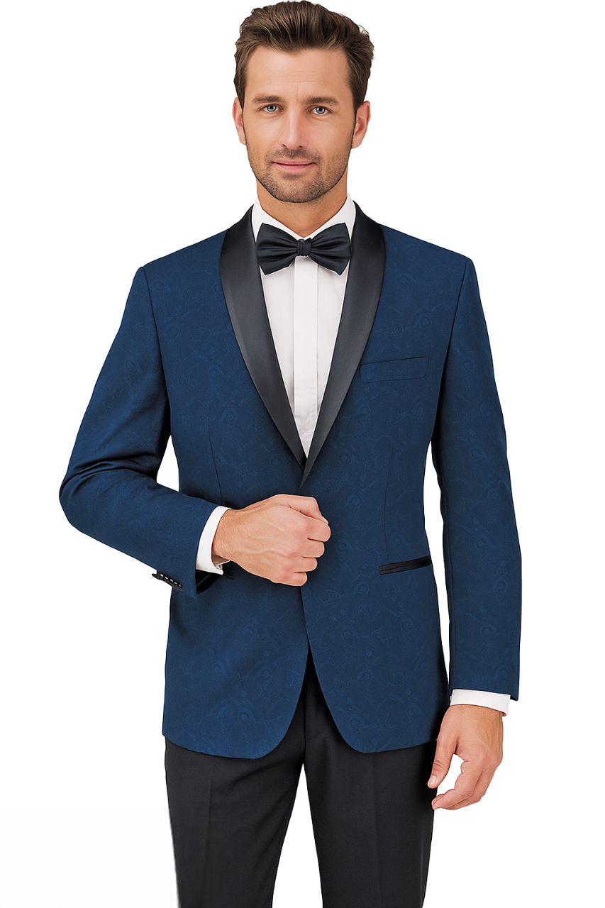 Shawl Paisly Tuxedo by Giorgio Fiorelli in Burgundy, Gray, Blue - 34 Short or Extra Small