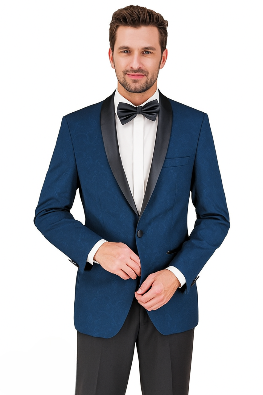 Shawl Paisly Tuxedo by Giorgio Fiorelli in Burgundy, Gray, Blue - 34 Short or Extra Small