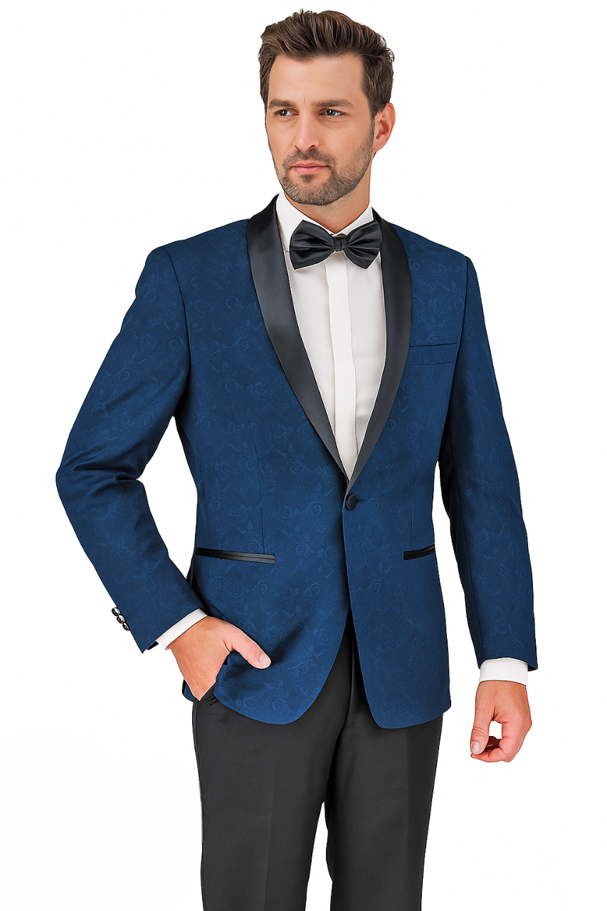 Shawl Paisly Tuxedo by Giorgio Fiorelli in Burgundy, Gray, Blue - 34 Short or Extra Small