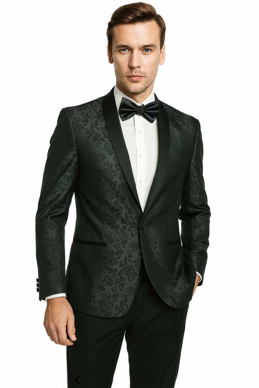 Shawl Paisly Tuxedo by Giorgio Fiorelli in Burgundy, Gray, Blue - 34 Short or Extra Small