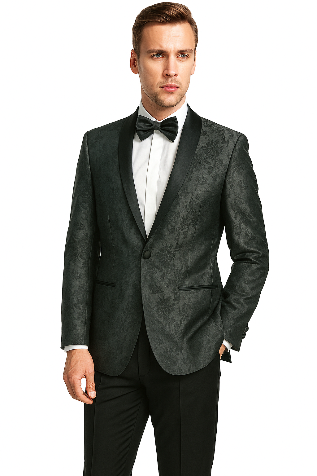 Shawl Paisly Tuxedo by Giorgio Fiorelli in Burgundy, Gray, Blue - 34 Short or Extra Small