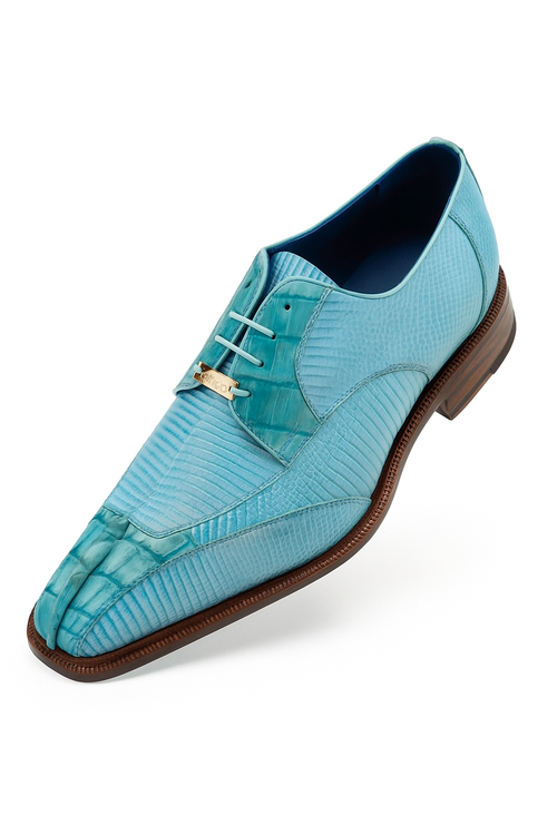 Men's Belvedere Valter Blue Genuine Crocodile Lizard Skin Dress Shoes-New Designer Collection
