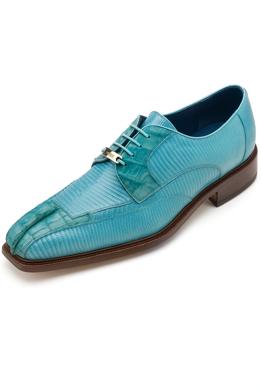 Men's Belvedere Valter Blue Genuine Crocodile Lizard Skin Dress Shoes-New Designer Collection