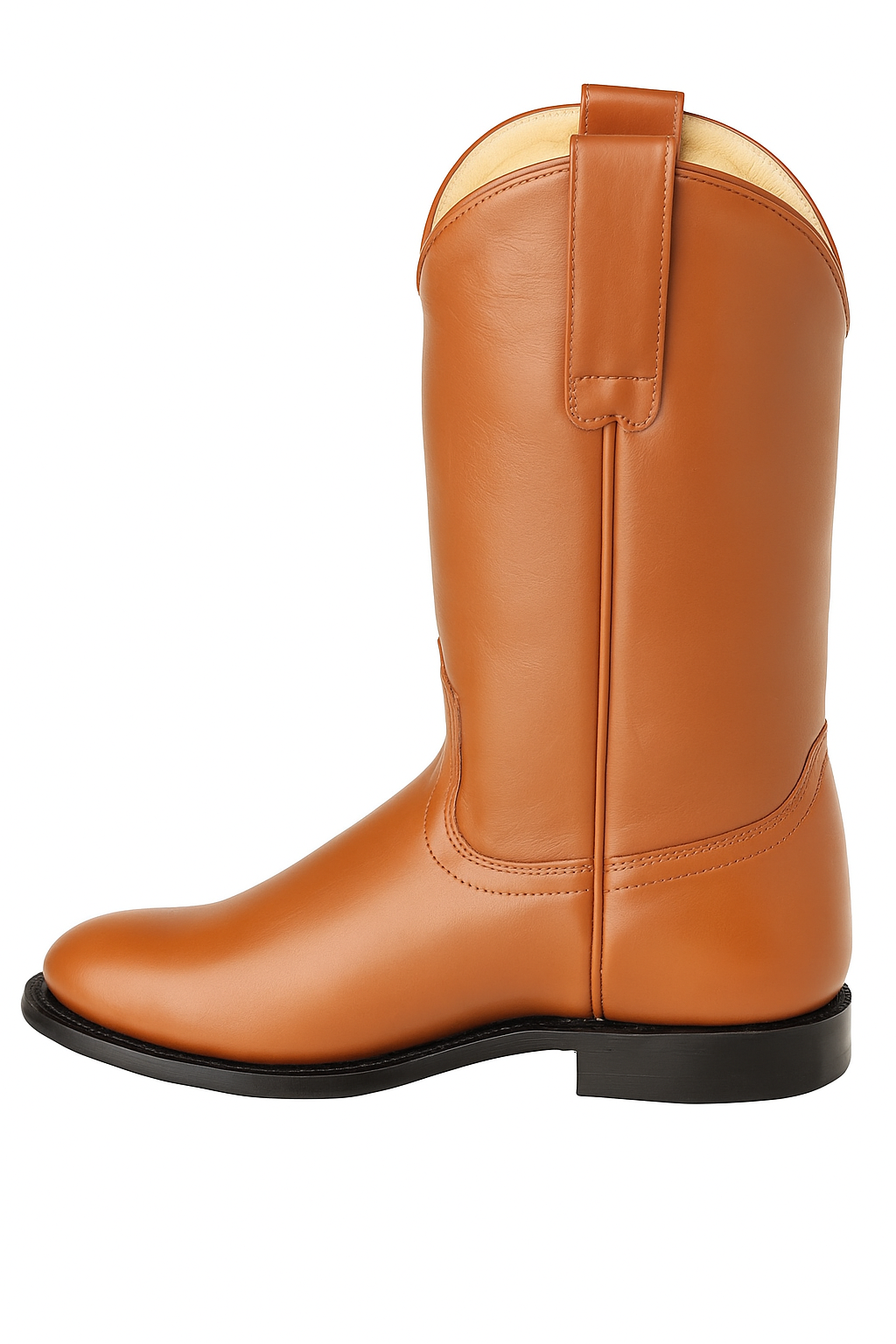 Mens Pull On Roper Boots With Leather Sole Honey Deerskin Boots - Deer Boots - Deer Skin Boots - 6