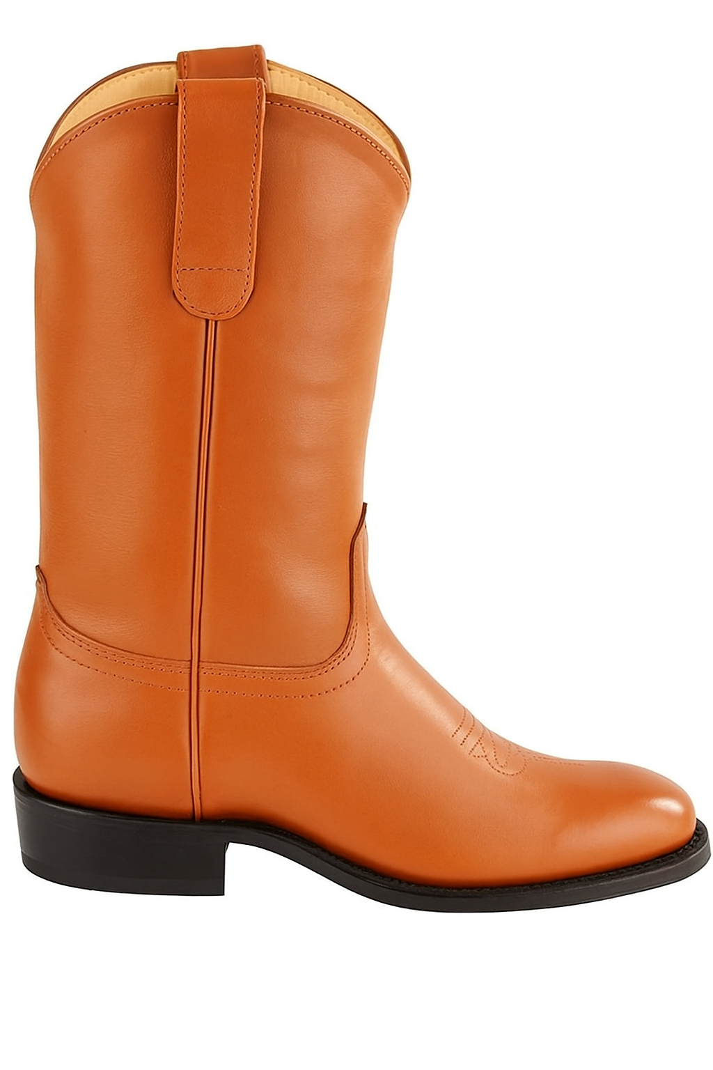 Mens Pull On Roper Boots With Leather Sole Honey Deerskin Boots - Deer Boots - Deer Skin Boots - 6
