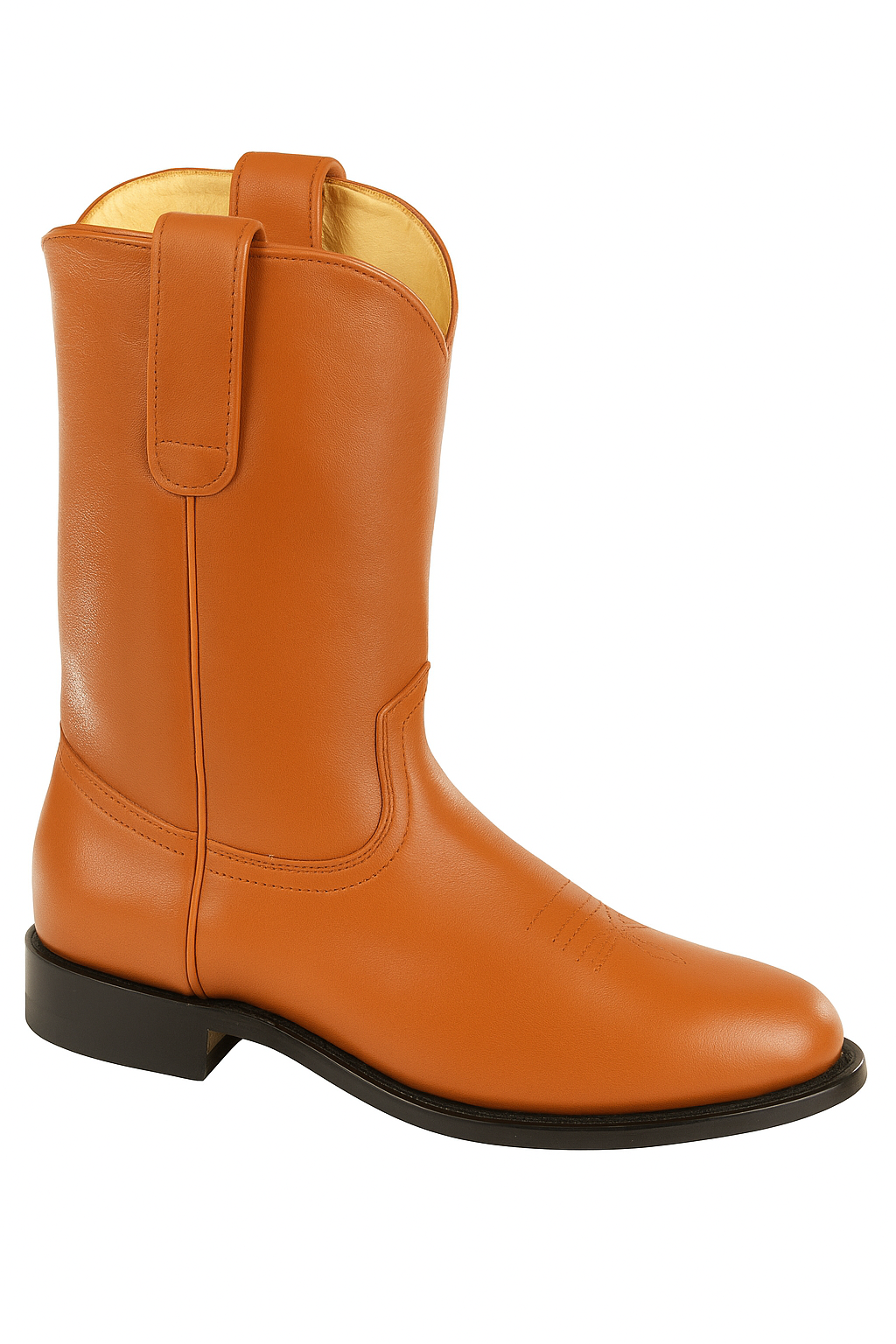 Mens Pull On Roper Boots With Leather Sole Honey Deerskin Boots - Deer Boots - Deer Skin Boots - 6