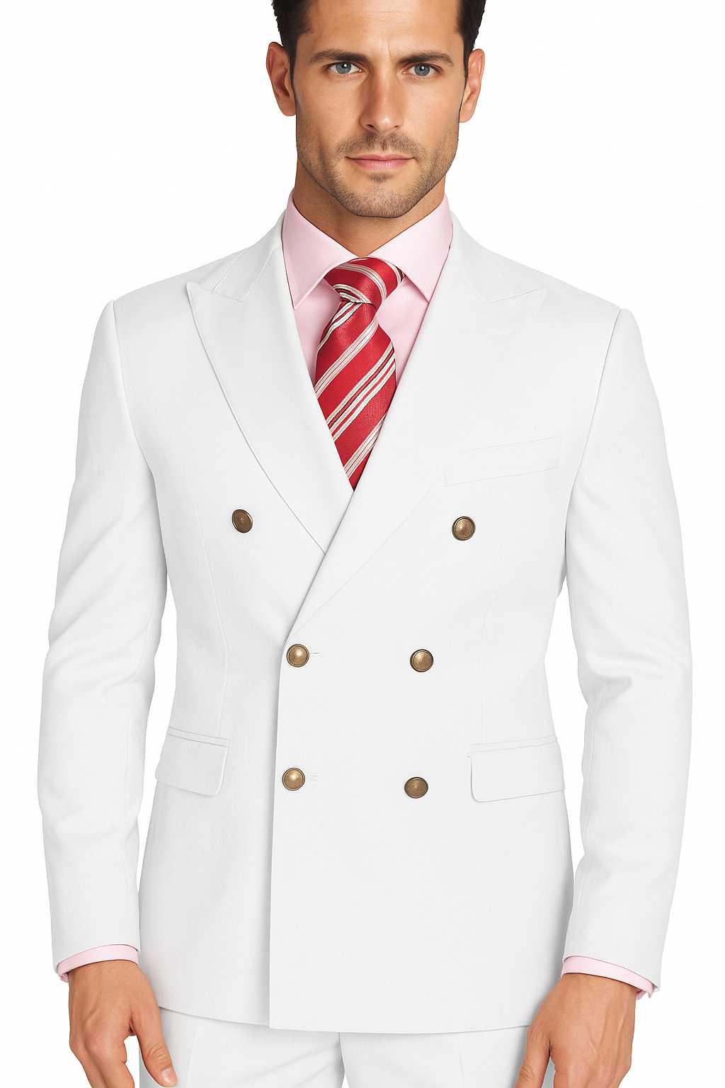 Men's High Quality Snow White Men's Double Breasted Suits Jacket Blazer Dinner Jacket - 34 Short or Extra Small