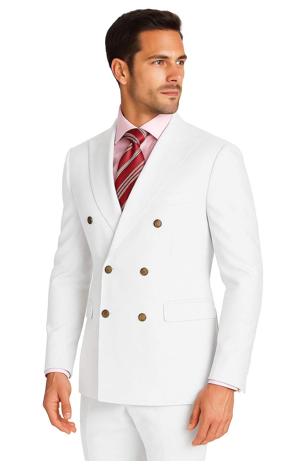 Men's High Quality Snow White Men's Double Breasted Suits Jacket Blazer Dinner Jacket - 34 Short or Extra Small