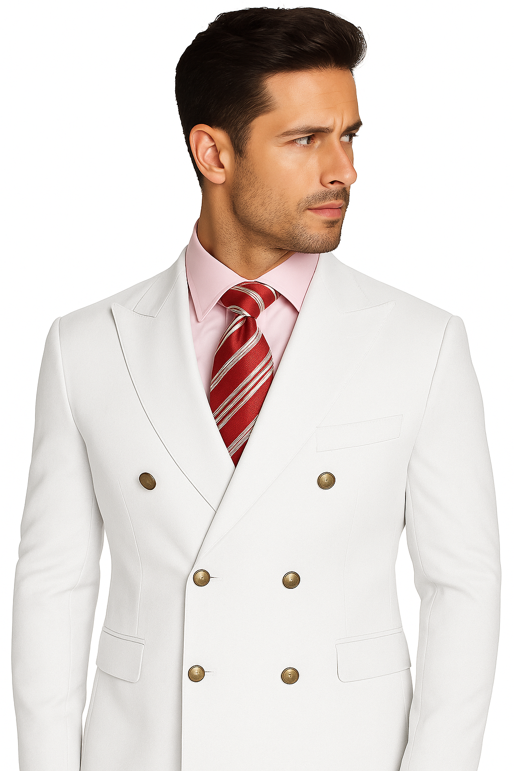 Men's High Quality Snow White Men's Double Breasted Suits Jacket Blazer Dinner Jacket
