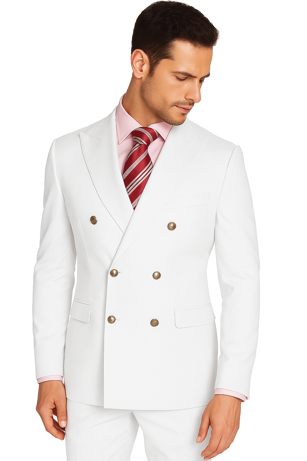 Men's High Quality Snow White Men's Double Breasted Suits Jacket Blazer Dinner Jacket - 34 Short or Extra Small