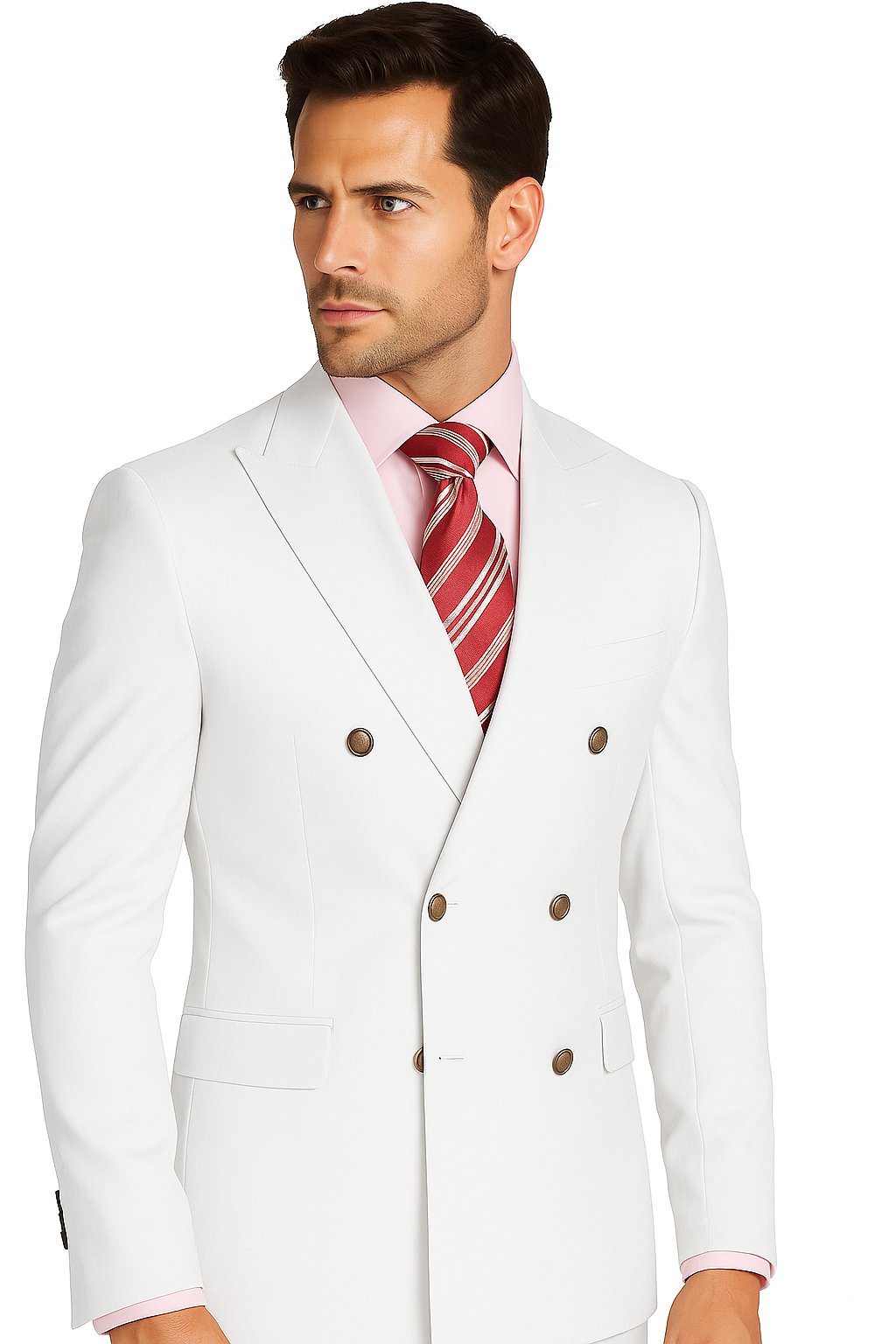 Men's High Quality Snow White Men's Double Breasted Suits Jacket Blazer Dinner Jacket - 34 Short or Extra Small
