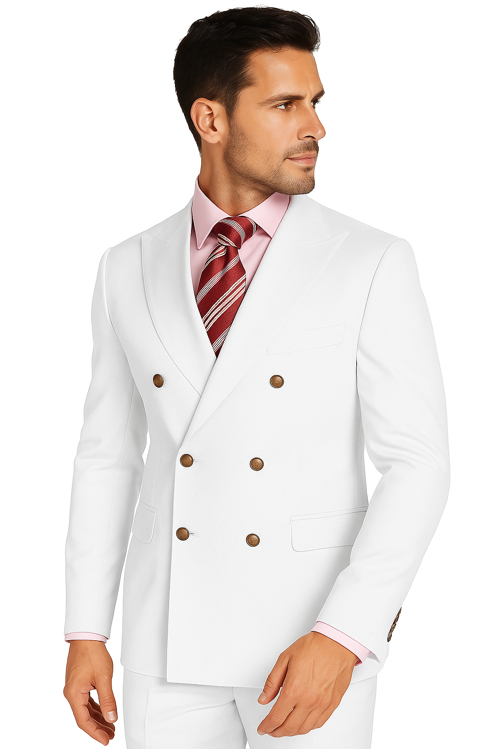 Men's High Quality Snow White Men's Double Breasted Suits Jacket Blazer Dinner Jacket - 34 Short or Extra Small