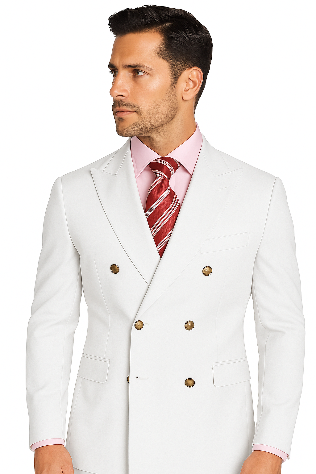 Men's High Quality Snow White Men's Double Breasted Suits Jacket Blazer Dinner Jacket - 34 Short or Extra Small