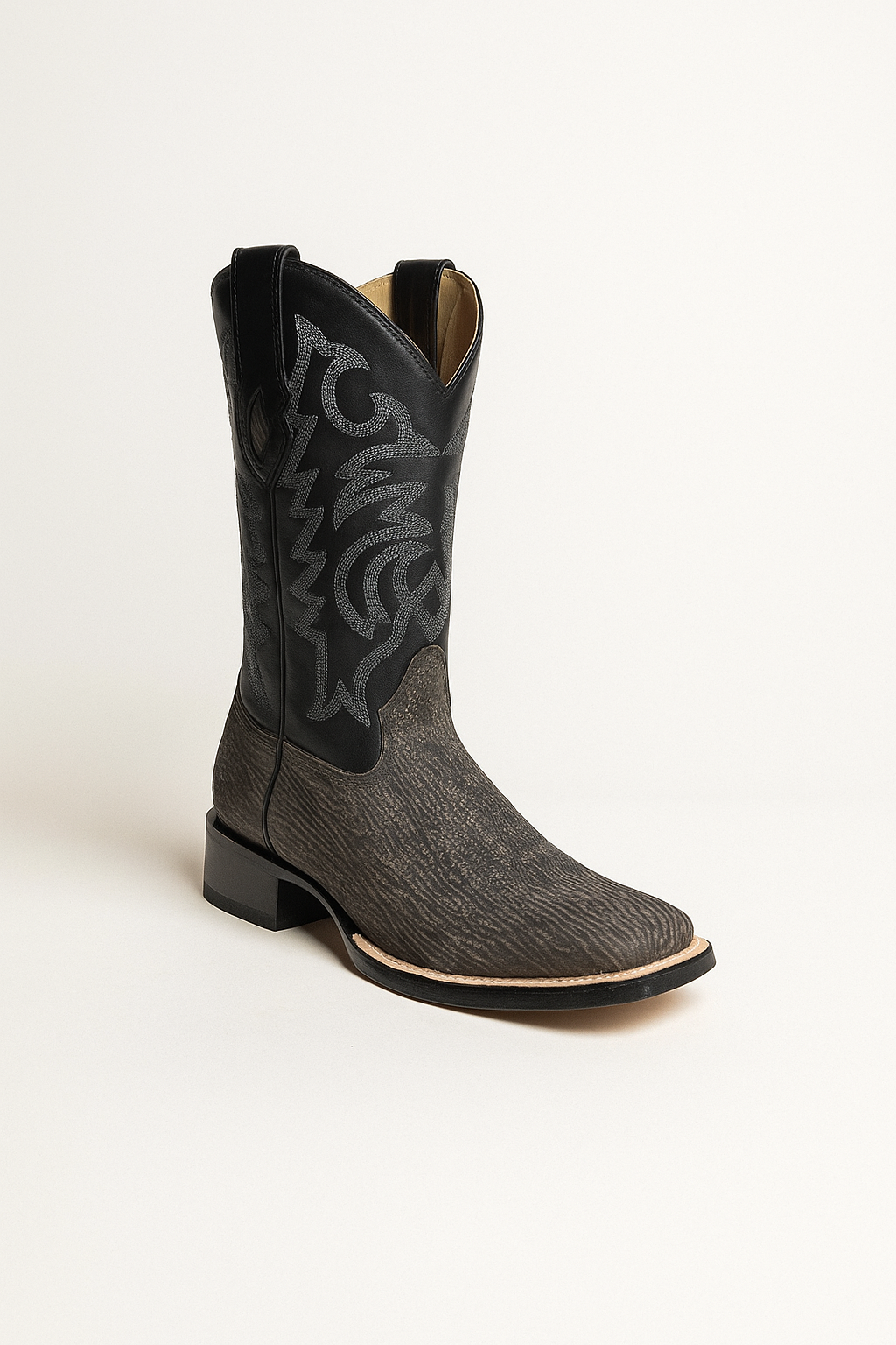 Men's Los Altos Shark Skin Wide Square Toe Boots-New Designer Collection - 6