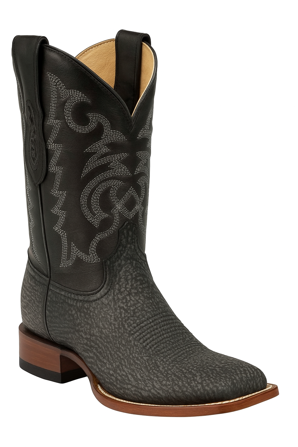 Men's Los Altos Shark Skin Wide Square Toe Boots-New Designer Collection - 6