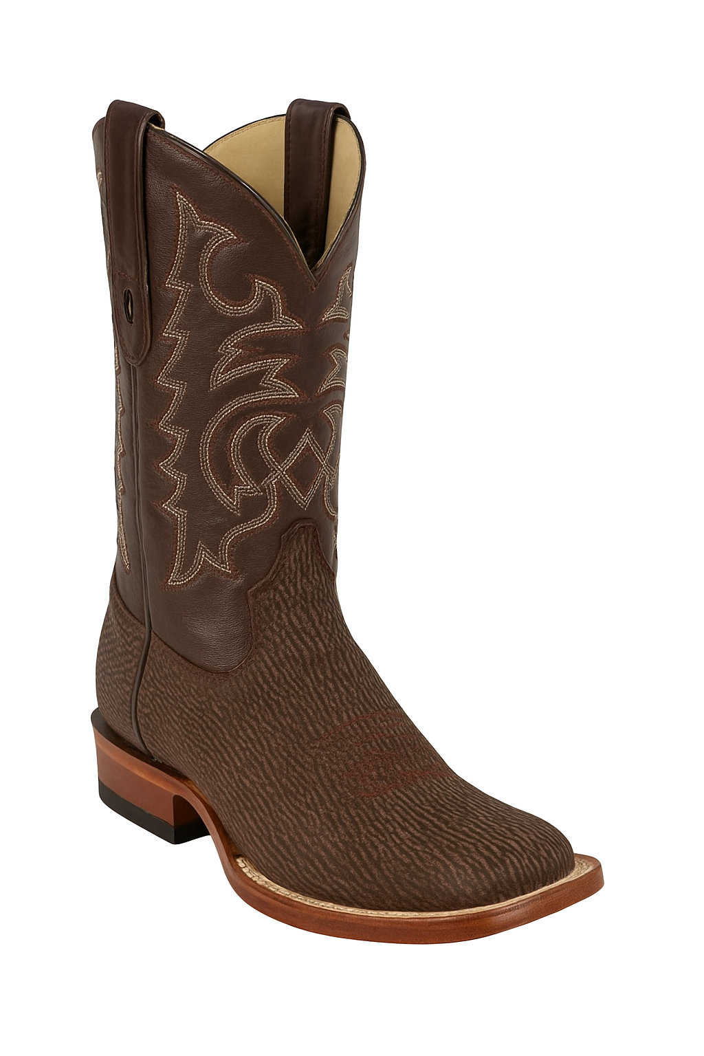 Men's Los Altos Shark Skin Wide Square Toe Boots-New Designer Collection - 6