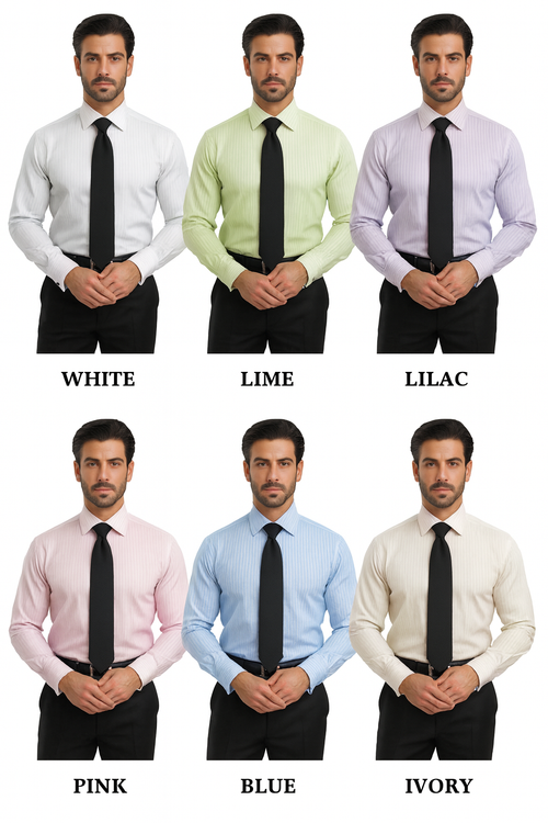 Striped French Cuff Multi-color Men's Dress Shirt