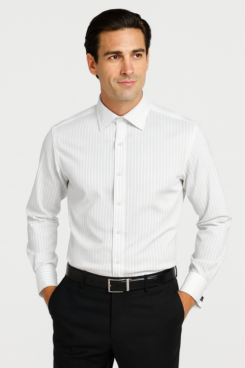 Striped French Cuff Multi-color Men's Dress Shirt