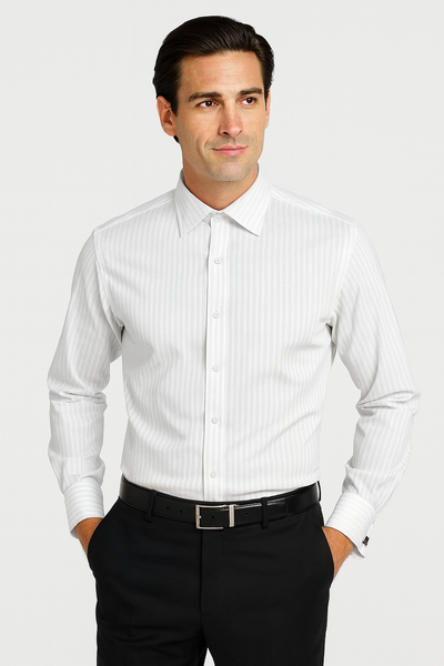 Striped French Cuff Multi-color Men's Dress Shirt