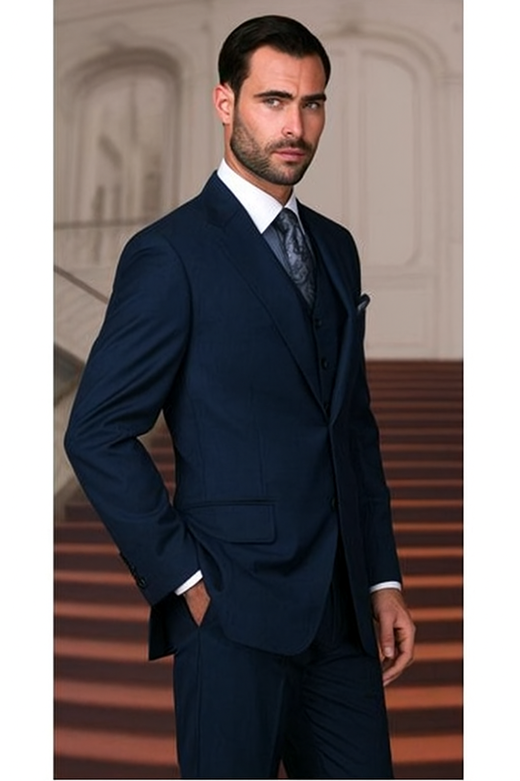 Indigo Bright Blue Athletic Cut Classic Suits - 34 Short or Extra Small